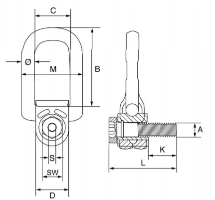 gt grade 80 swivel hoist ring dimensions